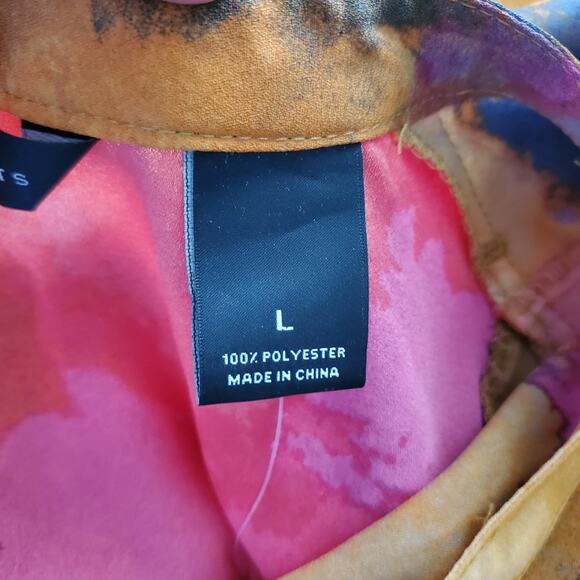 Investments Multicolor Long Sleeve Sheer Flounce Bottom Button Down Top Size XL - Picture 6 of 7